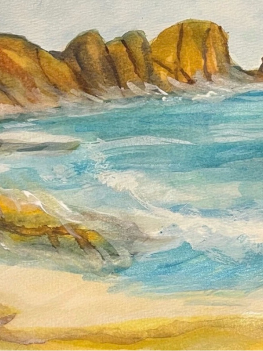 Seaside Watercolor Self Made in Blue and Gold